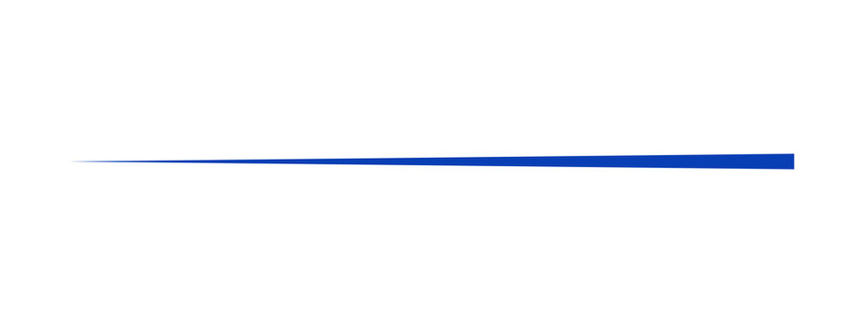 Minimal blue tapered horizontal line element for divider, underline and separator design