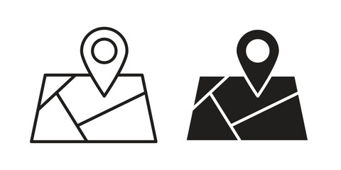 Map icon suitable. Simple outline and solid style icon EPS10