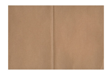 Open Spread of Brown Recycled Kraft Paper Texture with Center Fold Isolated on Black