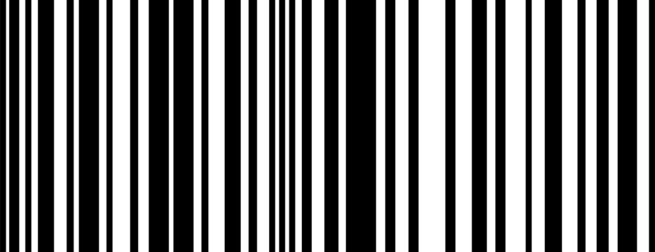 Barcode strip pattern of vertical black and white lines of varying widths vector background