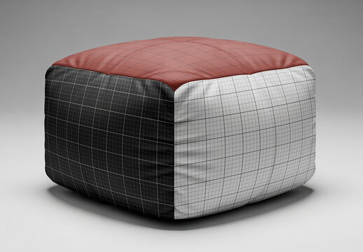Pouf Ottoman Full Customizable Mockup
