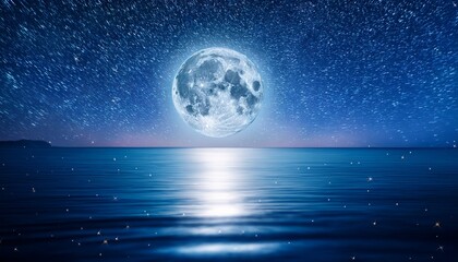 A Luminous Full Moon Floats Over A Sea Of Twinkling Stars Filling The Sky With Magic And Gentle Ethereal Radiance