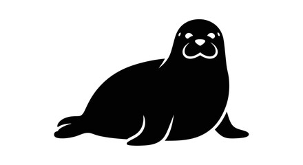 Black silhouette of a seal marine mammal simple graphic design. © Awaludin