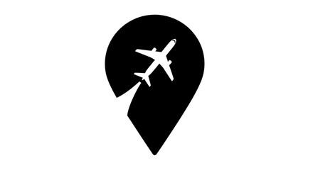 Fototapeta premium Airplane location pin travel navigation symbol.