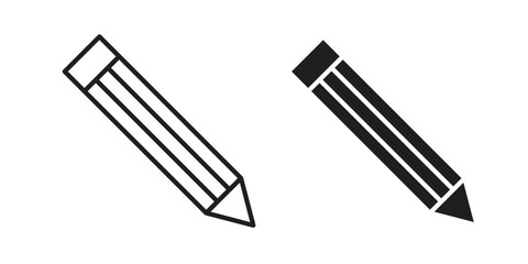 Pencil icon suitable. Simple outline and solid style icon EPS10