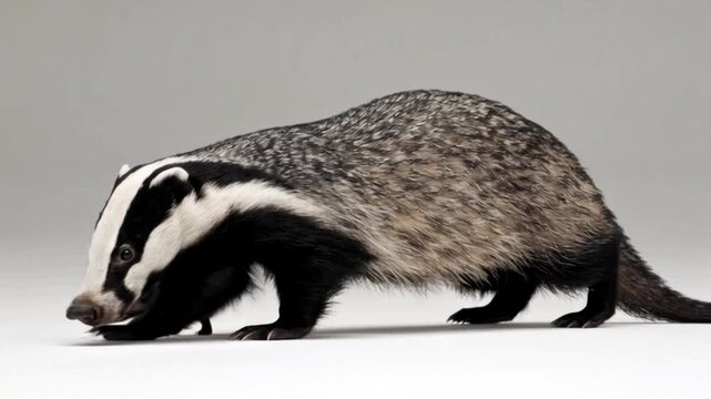 European badger moving a little