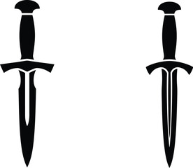 two simple black daggers isolated on a white background a weapon design