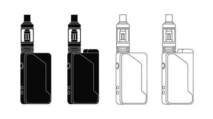 a collection of black and white vape pens and devices in a line © Mstsalma