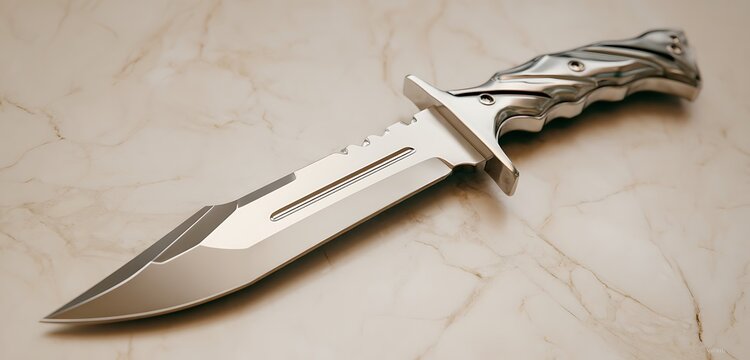 bladed knife strucyure background with stainless steel abstrat background with asbtract new art and black blade installed in it 
