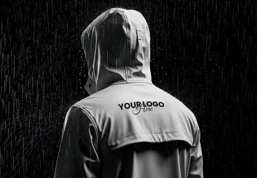 Rain Coat Logo Message Branding Mockup