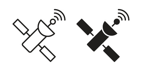 Satellite icon suitable. Simple outline and solid style icon EPS10