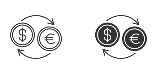 Currency Exchange Icon Set. Dollar to Euro Conversion Symbols. Money Transfer, Exchange Rate, Vector Illustration.