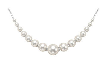 Obraz premium Elegant pearl necklace with lustrous white beads and silver accents, representing luxury, beauty, and fashion on transparent background