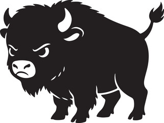 Obraz premium Beautiful Baby Bison Silhouette Icon – Cute Buffalo Calf Black Vector Illustration