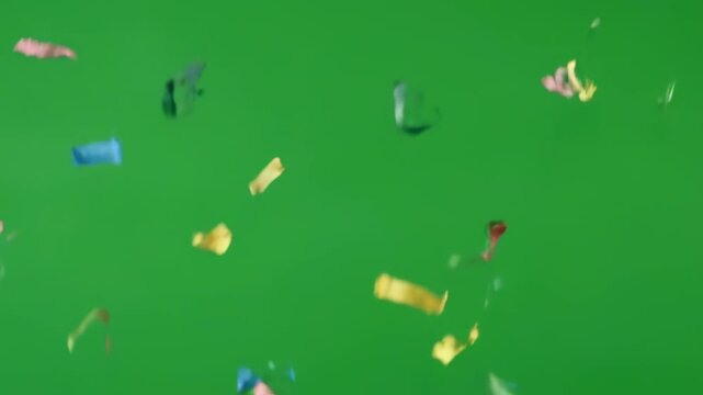 Animated falling snow and leaves create a nature-inspired green vector pattern with blue water drops and liquid aqua bubbles for a macro texture design wallpaper