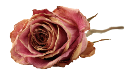 A dried up rose with a brown stem