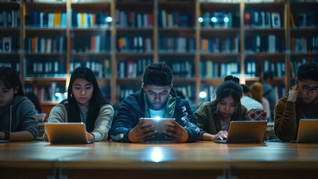 Video Group of individuals using laptops for work or study in a shared space