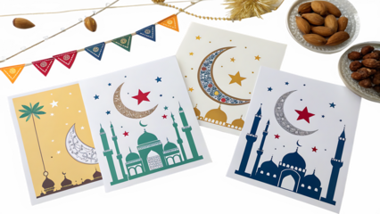 Ramadan illustrations for Eid Islamic celebrations cut out on PNG, isolated transparent background, festive Islamic holiday graphics. AI GENERATED.
