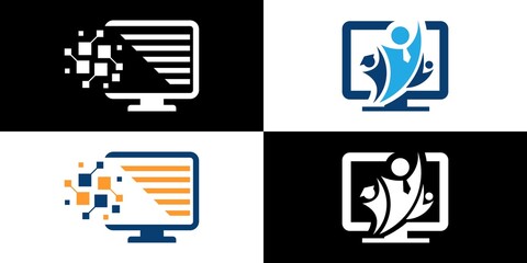 Computer Technology Logo Icon design vector logo of a system integration company
