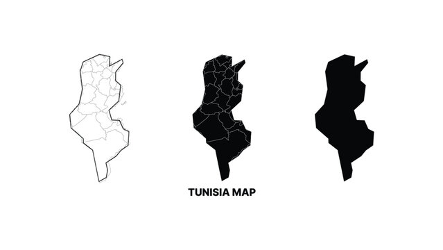 Minimalist tunisia map vector illustrations