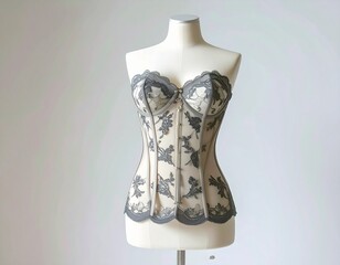  elegant lace corset on mannequin in soft natural light