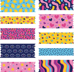 Colorful abstract background patterns with washi tape