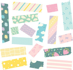 Colorful washi tape with flowers and stars