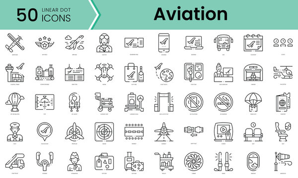 Set of aviation icons. Line art style icons bundle. vector illustration