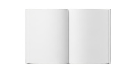 Open blank book with white pages for writing and sketching notebook isolated on transparent background