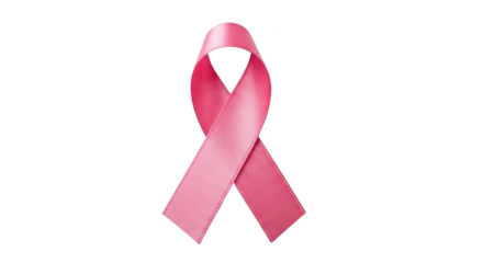 Pink ribbon symbol of breast cancer awareness isolated on transparent background
