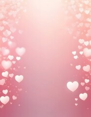 Scattered hearts floating gently in a soft pink gradient background with bokeh effect, serene scene, romantic atmosphere, love, bokeh, hearts