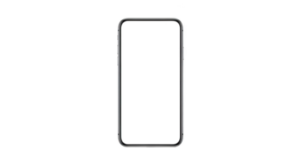 Silver framed smartphone mockup with blank screen for app presentation isolated on transparent background