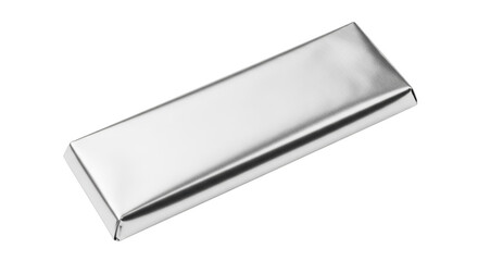 Silver wrapped chocolate bar for mockups presentation isolated on transparent background