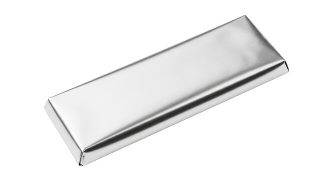 Silver wrapped chocolate bar for mockups presentation isolated on transparent background