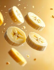 Floating Banana Slices - A Fresh and Healthy Snack in Motion.