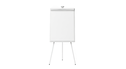 White presentation flip chart ready for notes isolated on transparent background