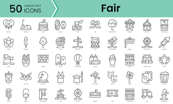 Set of fair icons. Line art style icons bundle. vector illustration