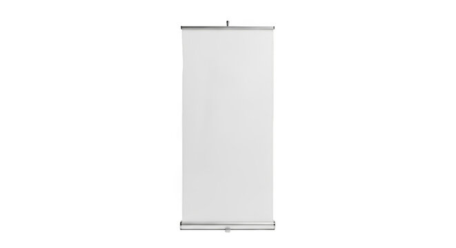 White pull up banner display stand for marketing event isolated on transparent background