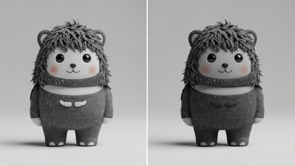 two identical plush hedgehog toys displayed against a plain light grey studio backdrop