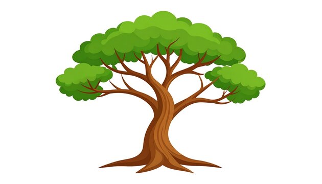 Cartoon Tree with Green Foliage - A Nature Illustration.