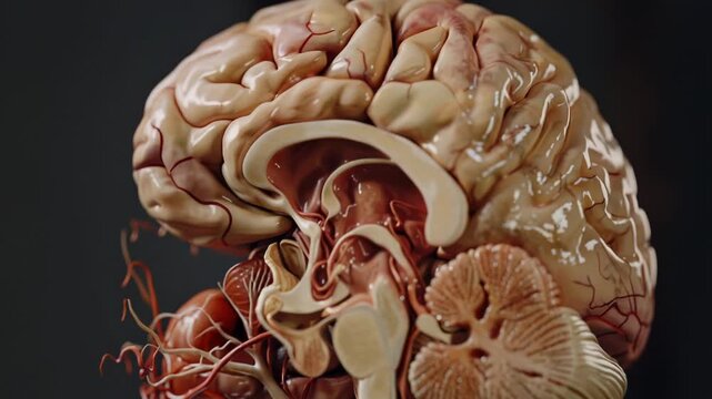 Video  of the human brain with various components labeled