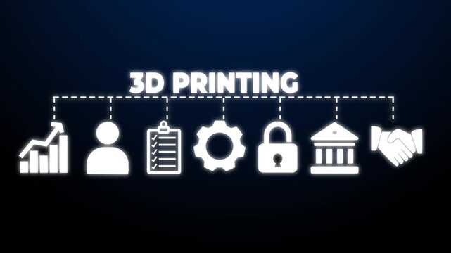 3D printing web banner icons Vector illustration concept with icons keywords of technology, three-dimensional, laser melting