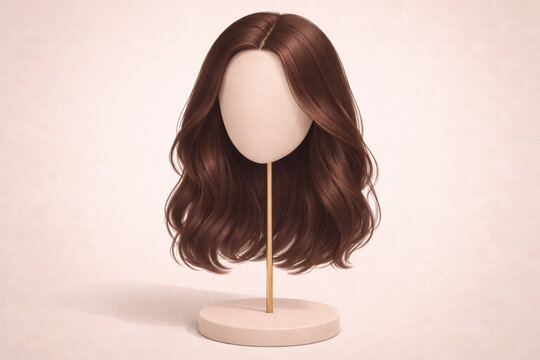 Brown wig on mannequin head 