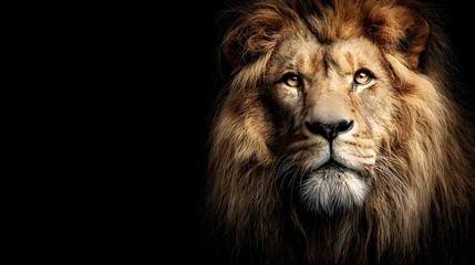 Fototapeta premium Majestic Male Lion Portrait with a Powerful and Intense Gaze