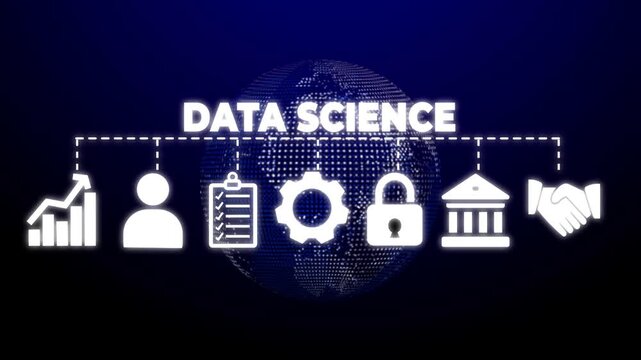 Data Science web banners concept vector illustration with keywords analysis, structure, algorithm, process, programming, solving