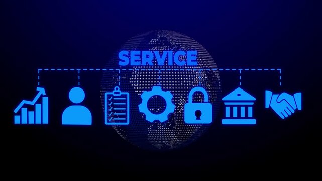 Service web banner icons Vector illustration customer and technical support concept with icons keywords of advice, experience, support, competence, quality, performance, satisfaction,