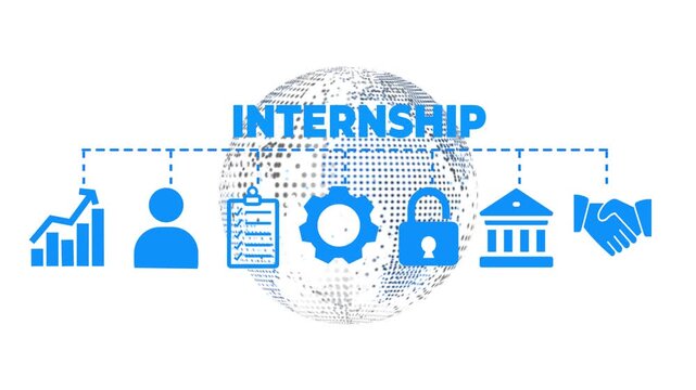 Internship banner web icon vector illustration concept with icon of goal, skills, knowledge, mentoring, practice, opportunity