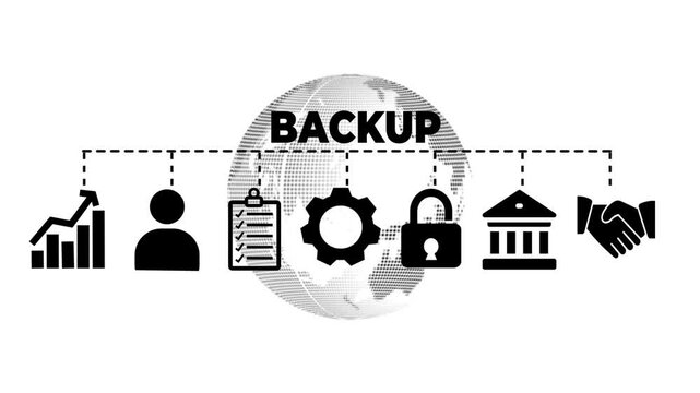 Backup banner web icon vector illustration concept for restoring data and recovery after loss and disaster with icon of computer data, storage,