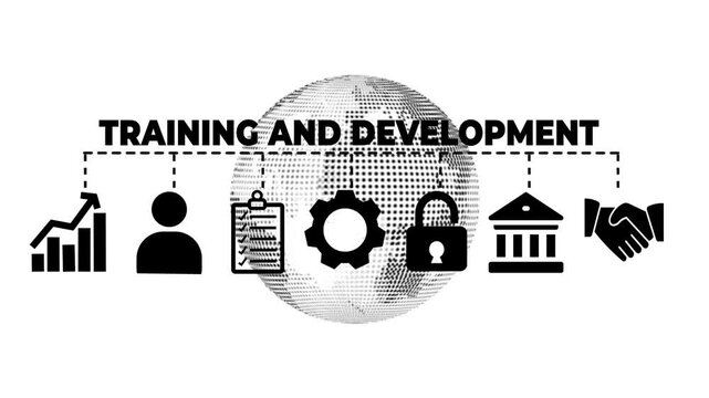 Training and Development banner web icon vector illustration concept with icon of coaching, in-company, trainer, development, supervisory, communication, career, instruction