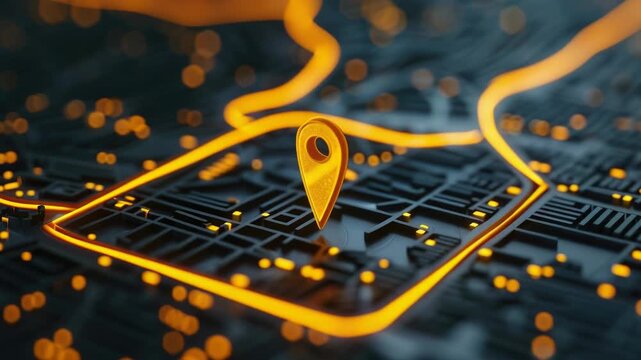 Video A detailed view of a map with a pinpoint indicating a specific location